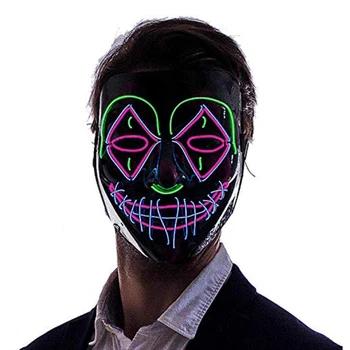 

Halloween LED Glow Mask 3 Modes EL Wire Light Up The Purge Movie Costume Election Mascara Costume DJ Party Light Up Masks