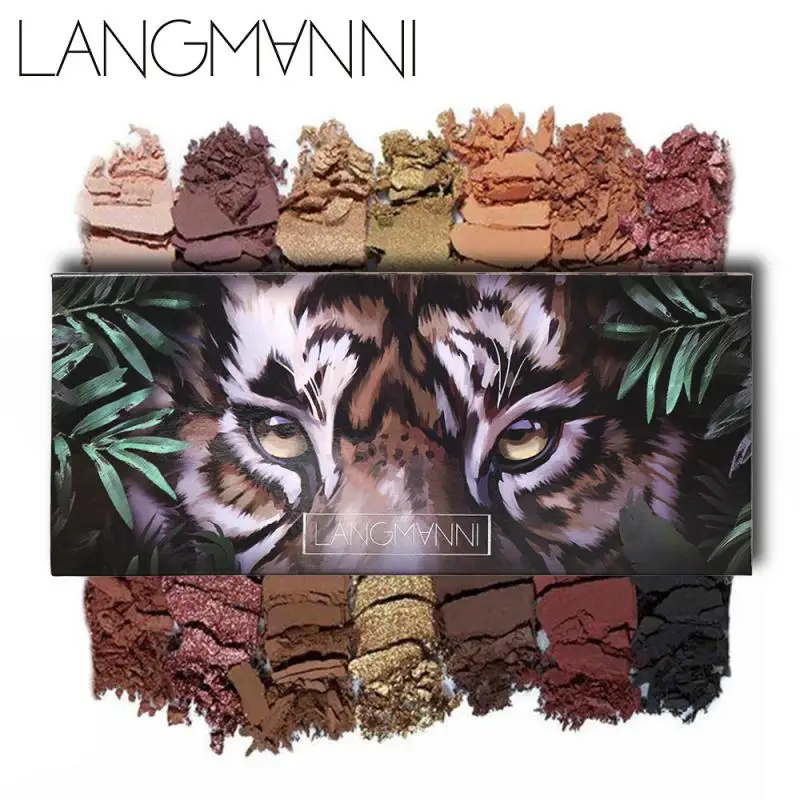 LANGMANNI Tiger тени для век палитра 14 цветов матовые тени для век стойкий эффект Макияж Блеск животное телесный Палитра Косметика TSLM1