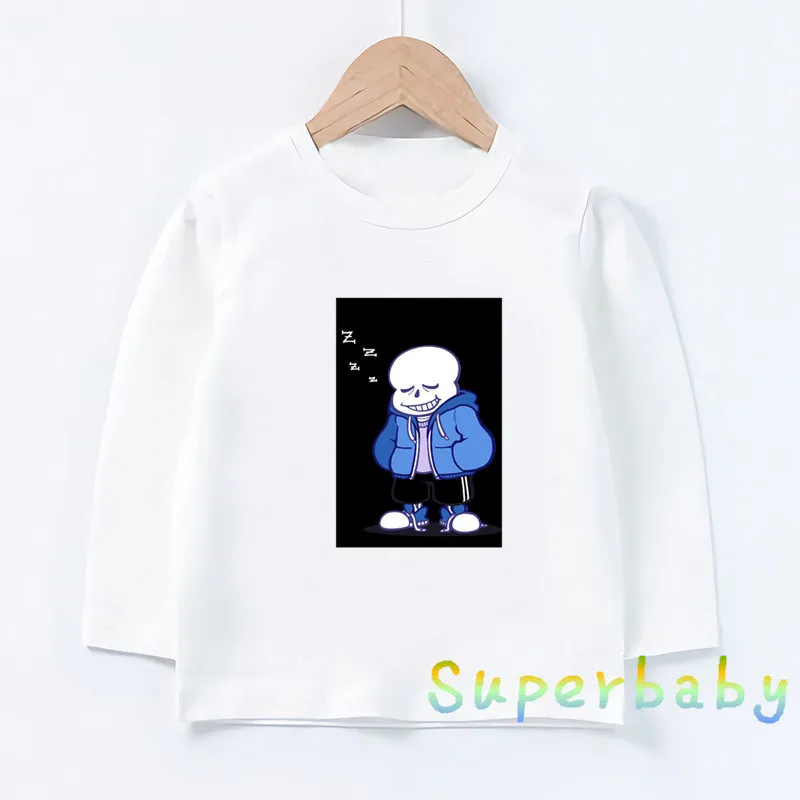 Детская футболка с принтом в виде черепа, Brother Undertale, Sans Забавные топы с рисунком для маленьких мальчиков и девочек, детская футболка с длинными рукавами LKP2405