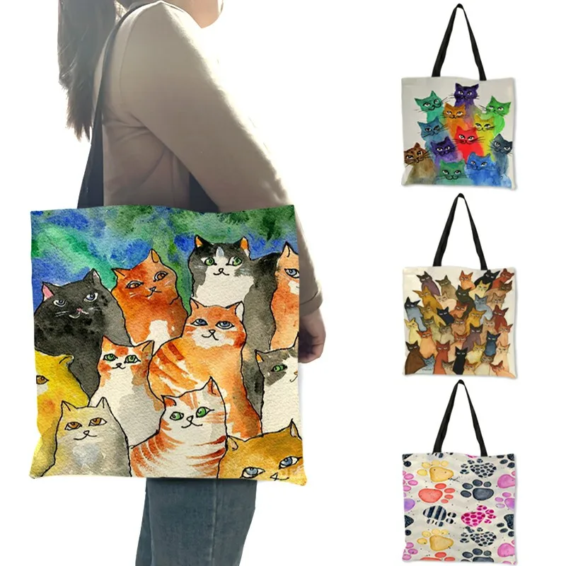 Unique Animal Footprint Cat Puppy Pattern Tote Bag for Girls Ladies Travel Beach Easy Carry Large Capacity Personalized Handbag