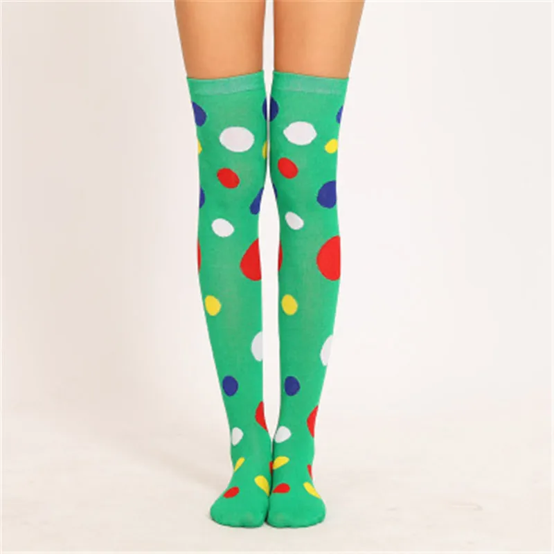 Fashion Polka Dot Colorful Women's Stockings Clown Funny Long  Thigh High Socks Women Cotton Sexy Compression Over Knee Socks