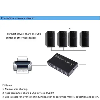 

USB 2.0 4 Ports Sharing Switch Switcher Selector Adapter Box Hub Switch Adapter for PC Scanner For PC Scanner Printer 4 In 1 Out