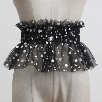 

SondrWide Waist Seal Female Simple Elastic Waist Polka Dot Printing Double-layer Mesh Summer 2020 New Fashion Tide L397