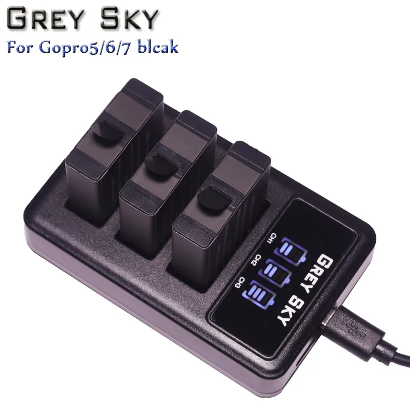 1600 мАч экшн камеры Go pro Hero 5 батарея + usb портами и светодиодным индикатором 3 Порты