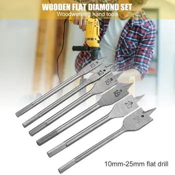 

6pcs/set 10-25mm HSS Durable Carpenter Hand Drill Bits Woodworking Flat Shovel Drill Bit Fast Penetration Spade Drilling