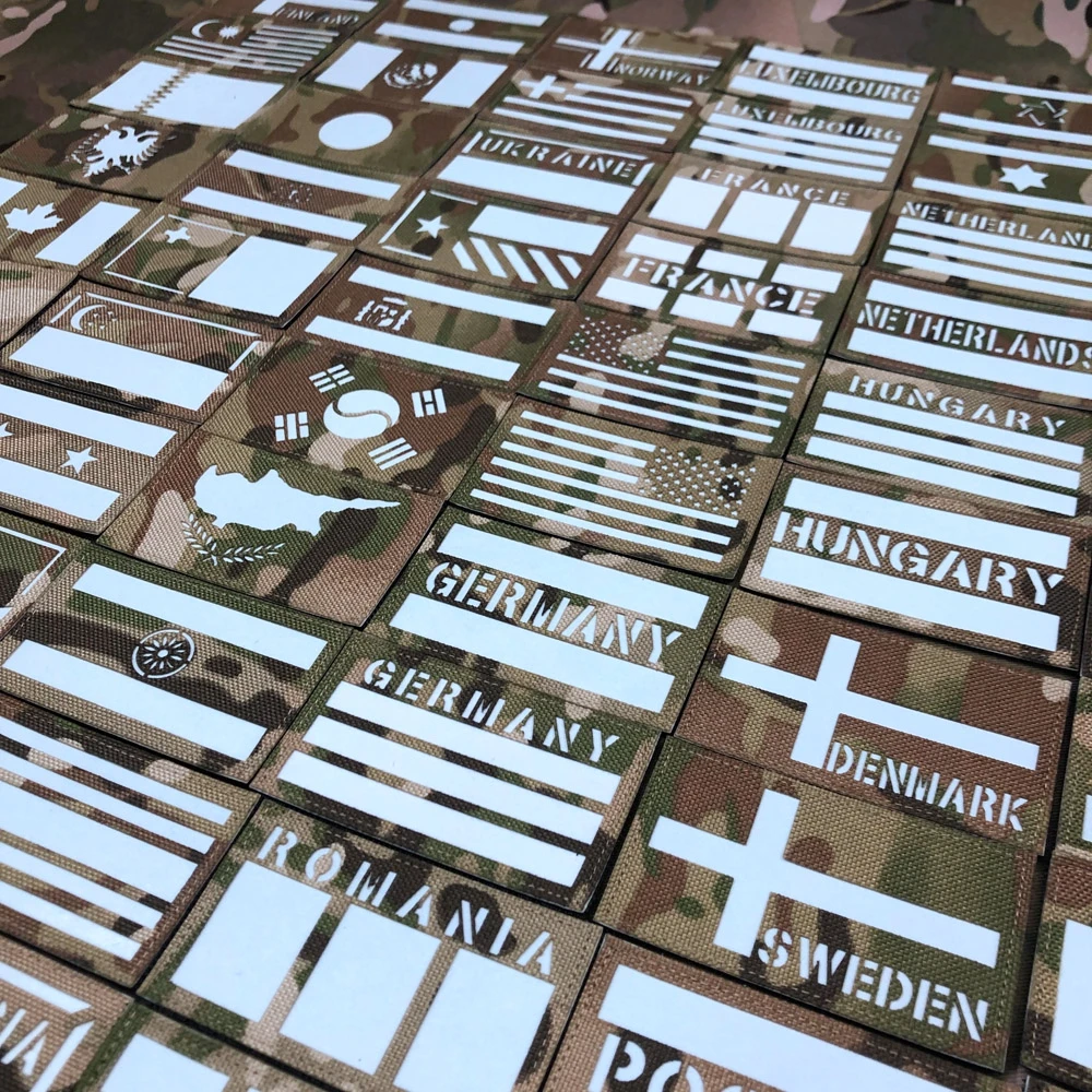 Лазерная резка национальный флаг ИК IFF инфракрасный отражающий патч белый узор