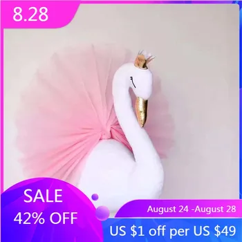 

Girl room decoration 3D plush animal head swan wall hanging decoration children bedroom kindergarten decoration