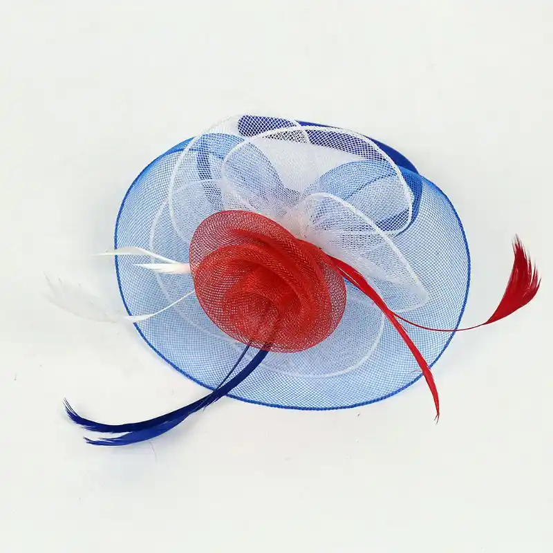 レディースアメリカアメリカ国旗色 Fascinators 帽子ネッティングビッグ羽カクテルティーパーティー競馬帽子ヘアクリップ レディースヘアアクセサリー Aliexpress