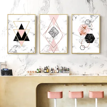 

Pink Geometric Poster Abstract Marble Paintings Quotes Canvas Prints Nordic Posters Modern Wall Pictures For Living Room Decor