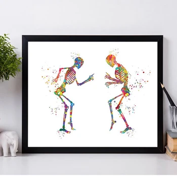 

Human Anatomy Poster Dancing Bones Fun Medical Prints Gifts Orthopedist Gifts Colorful Art Canvas Painting Clinical Wall Decorat