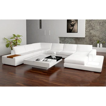 

Modern black genuine leather living room furniture sofa set