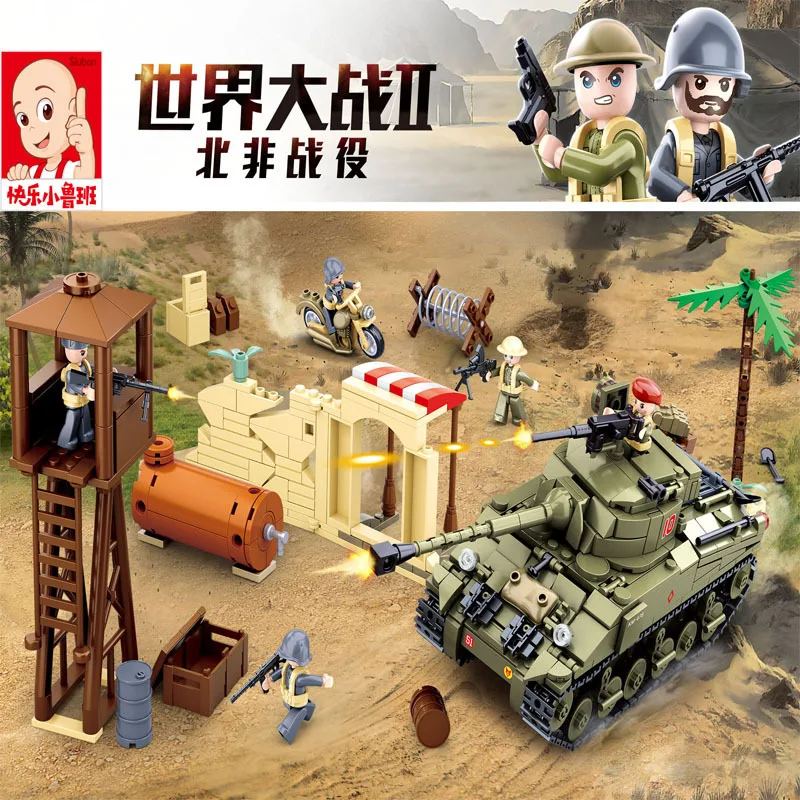 

Military series World War II The battle of El Alamein Tank base soldier DIY Model Building Blocks Toys Gifts