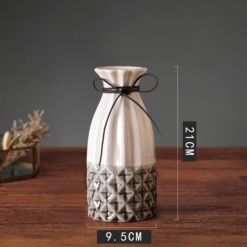 Американский деревенский домашний Декор керамическая ваза ледяная треснутая текстура гидропонный цветочный горшок с цветочной вставкой высушенный Цветочный декор стола - Цвет: middle