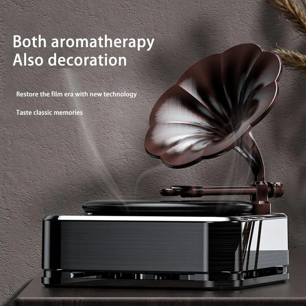 

Car Air Freshener Solar Energy Retro Record Machine Aromatherapy Diffusers for Essential Oils and Fragrance Car Decoration