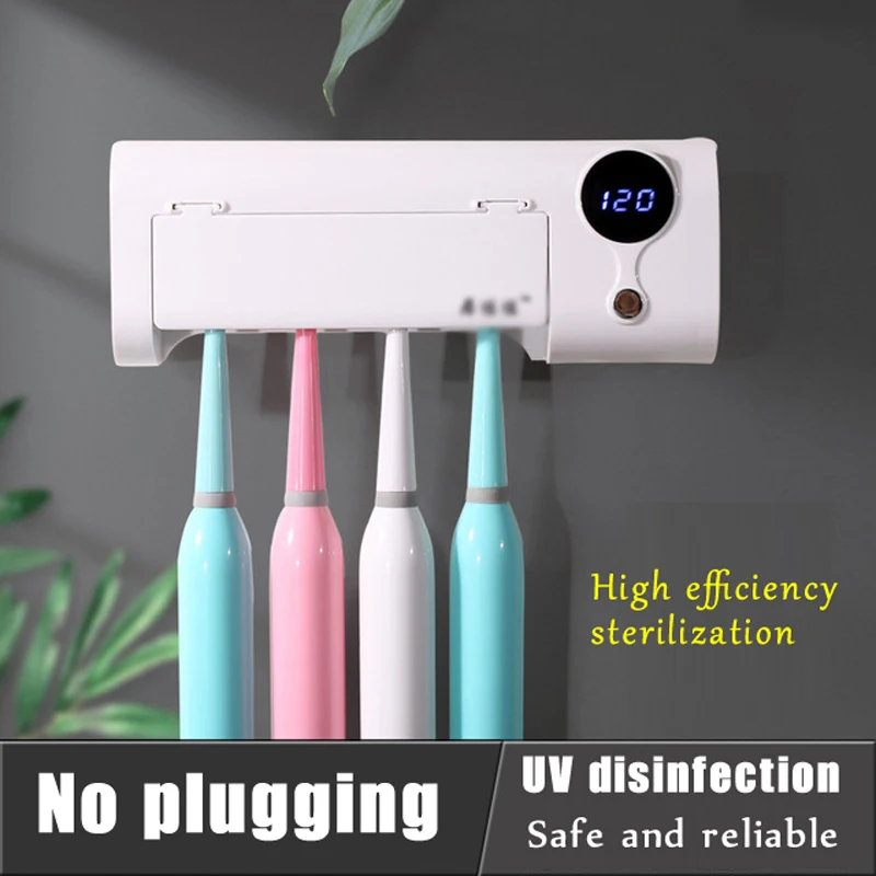 Smart Induction Anti-Bacteria UV Light Disinfectant Toothbrush Sterilizer Oral Cleaner Box Holder Dental Bathroom Set