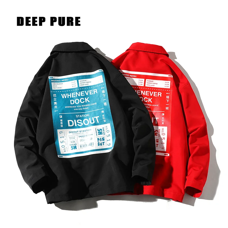 

streetwear jacket men Windbreak Jackets man Advertising stickers fashion Men's clothing casual loose Male Jackets Autumn Coats