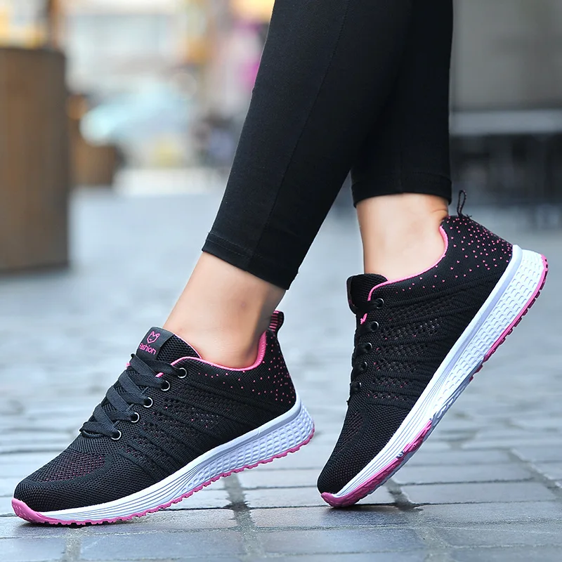 

2019 New Style Walking Shoes Women's Breathable Shoes Fly Woven Athletic Shoes Casual Running Shoes Korean-style Students Mesh W