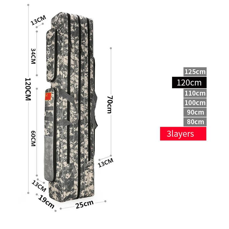3 Layer 120cm 2/3 Слои 80/100/110/120/125 см рыбацкая сумка из ткани Оксфорд для рыболовной удочки сумка для рыболовных снастей, сумки для путешествий, сумки для XA86G - Цвет: 3 Layer 120cm