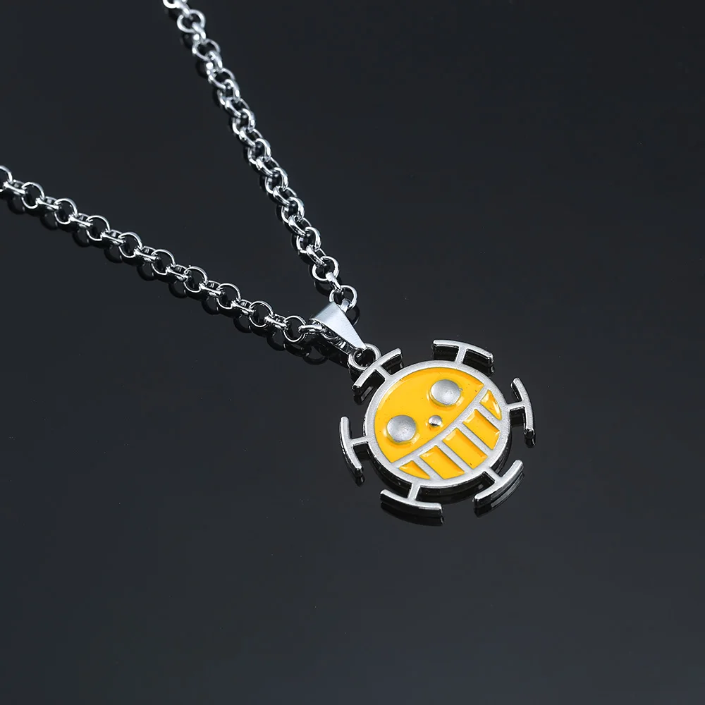 Anime One Piece Metal Necklace Luffy Ace Pirate Skull Hat Pendant Chain Choker Man Cartoon Necklaces Charm Jewelry Collar Gift