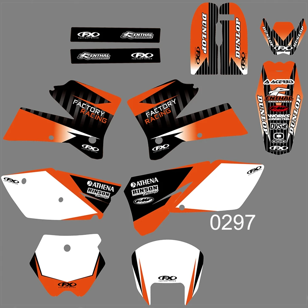 Для KTM SX 125 250 380 400 520 SX 2005 2006 Графика наклейки на заказ Номер Наименование лента 3M Полный Аксессуары для мотоциклов