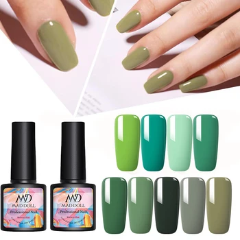 

MAD DOLL 8ml Green Series Gel Nail Polish Semi Permanent Color UV Gel Varnish Soak Off LED Gel Manicures Gel Polish