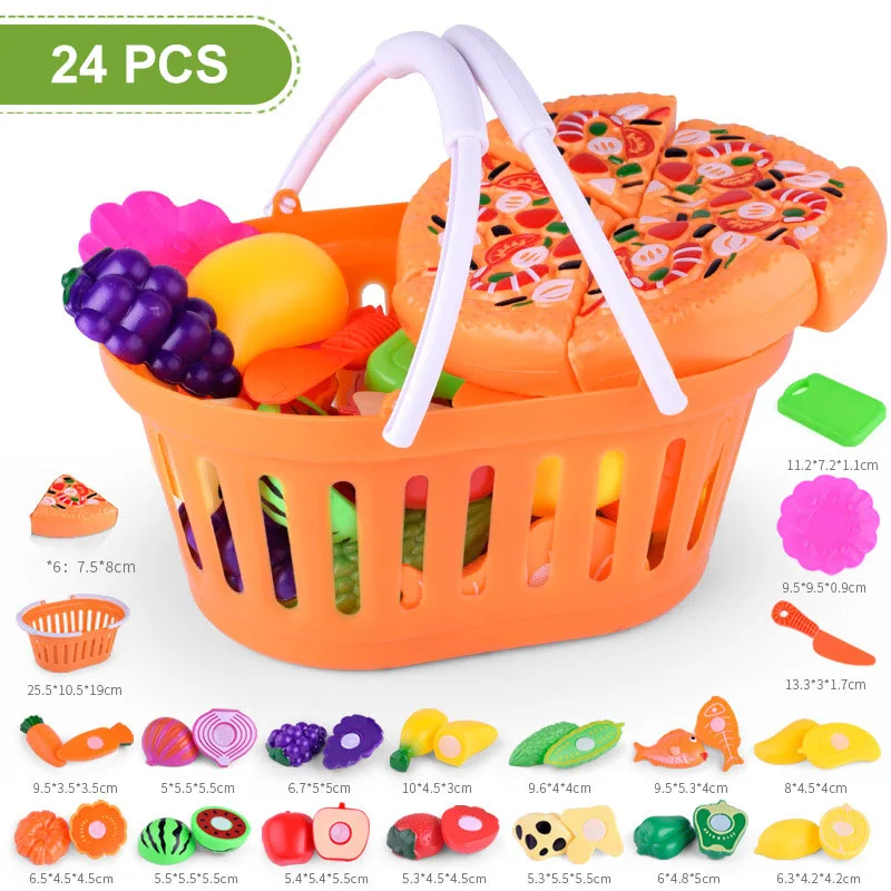 24pcs 1 Набор для детей, для девочек, ролевые игры, игрушка для моделирования, фрукты, овощи, подарок, Веселая Игра S55 - Цвет: 24pcs