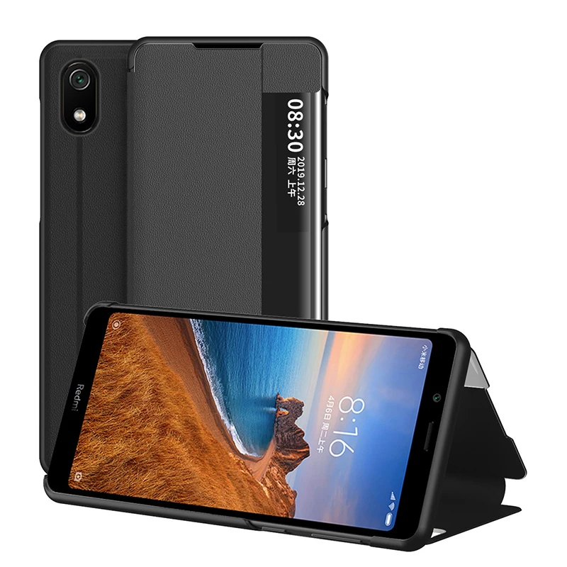 xiaomi leather case design Smart View Cửa Sổ PU Da Điện Dành Cho Xiaomi MI Note 10 Lite CC9E A3 9T Redmi 7 7A 8 8A 9 Note 5 6 7 8 8T 9S 9 Pro Max Ốp Lưng xiaomi leather case card Cases For Xiaomi