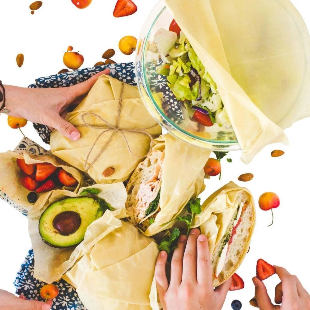 Beeswax Food Wrap Zero Waste Reusable Food Wrap Eco-friendly Washable Beeswax Wrap Roll for Sandwich Fruit 33 x 100cm