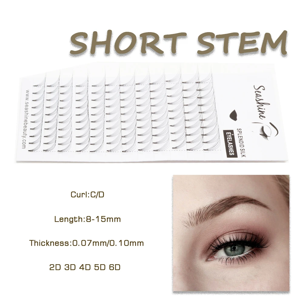 

Seashine Lashes Short Stem premade volume fans Russian Volume Lashes 3d/4d/5d/6d Makeup Eye Lashes Maquillaje Eyelash Extension