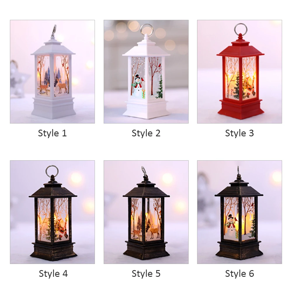 Christmas Flame Light Decoration Lamp with Elk//Snow//Santa Claus Pattern