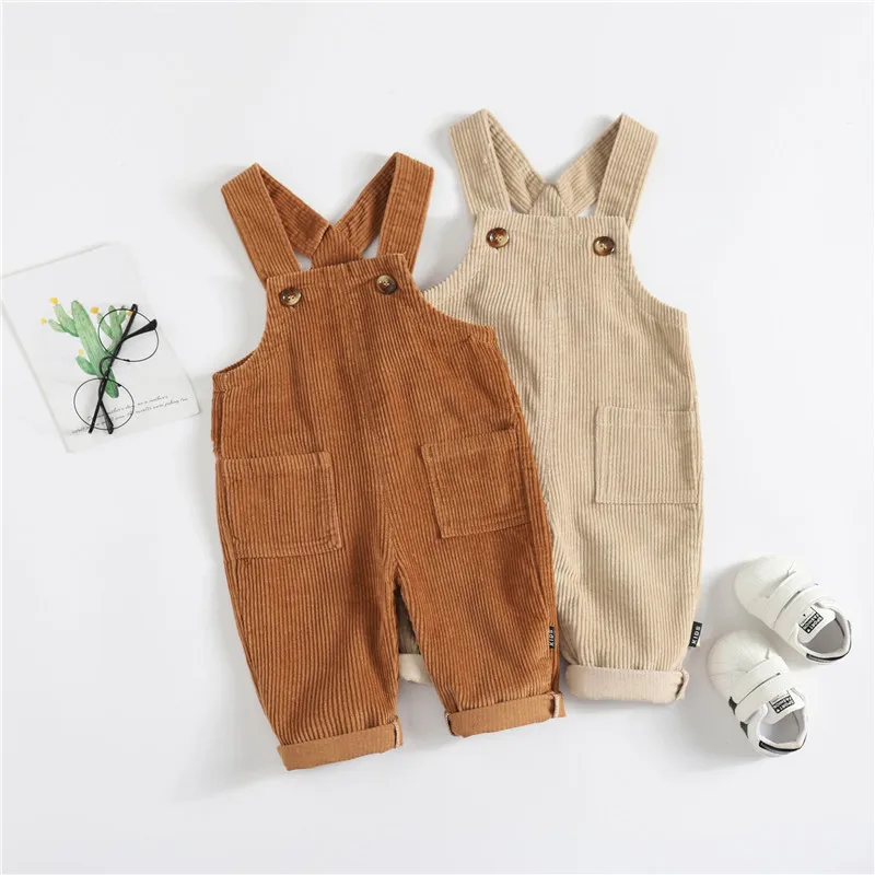 

Simple Kids Bib Pants Spring and Autumn Baby Boy Corduroy Bib Pants