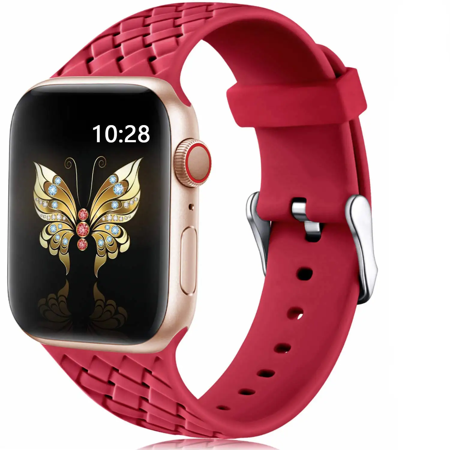 Силиконовый ремешок для apple watch 5 ремешок 44 мм 40 мм iwatch ремешок 42 мм 38 мм тканый узор браслет ремешок для apple watch 4 3 21 38 - Цвет ремешка: red