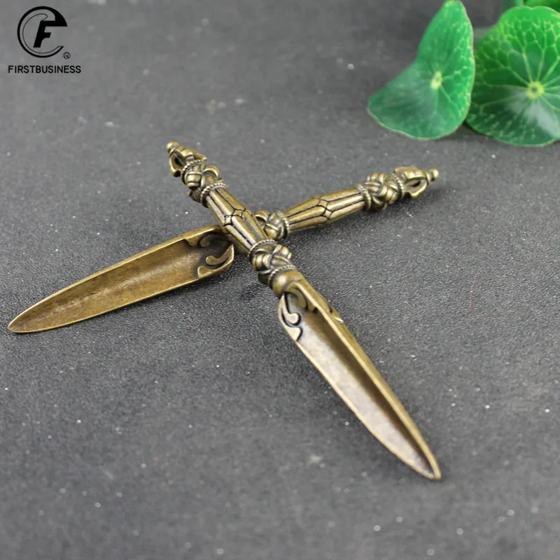 Tea Cutter Tea Needle Set Tea Making Tools Retro Brass Tibetan Magic Pestle Tea Needle Puer Tea Knives Cutter Prying Tool Accessory Craft Kung Fu Teasets Knife