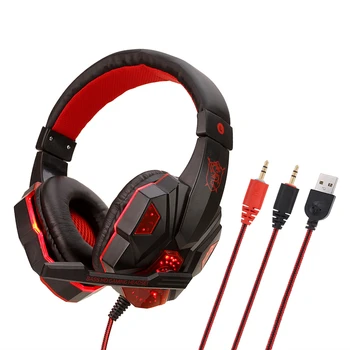 

Sy830 Headset Wired Earphone Gaming Headset Pc Luminous Gamer Stereo Headphone Folding Headset Black And Red