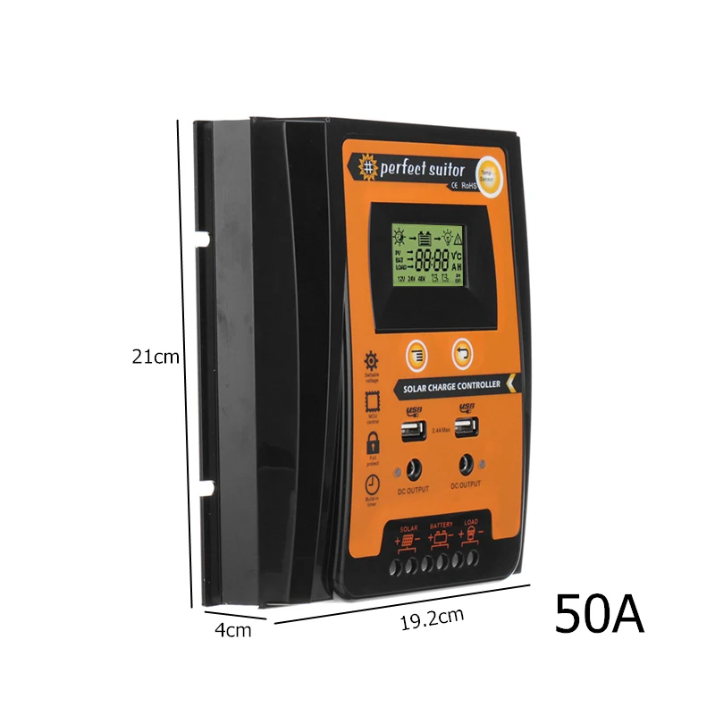 12V/24V 30A 50A 70A MPPT LCD Display Intelligent Dual USB Solar Charge Controller Solar Panel Battery Regulator