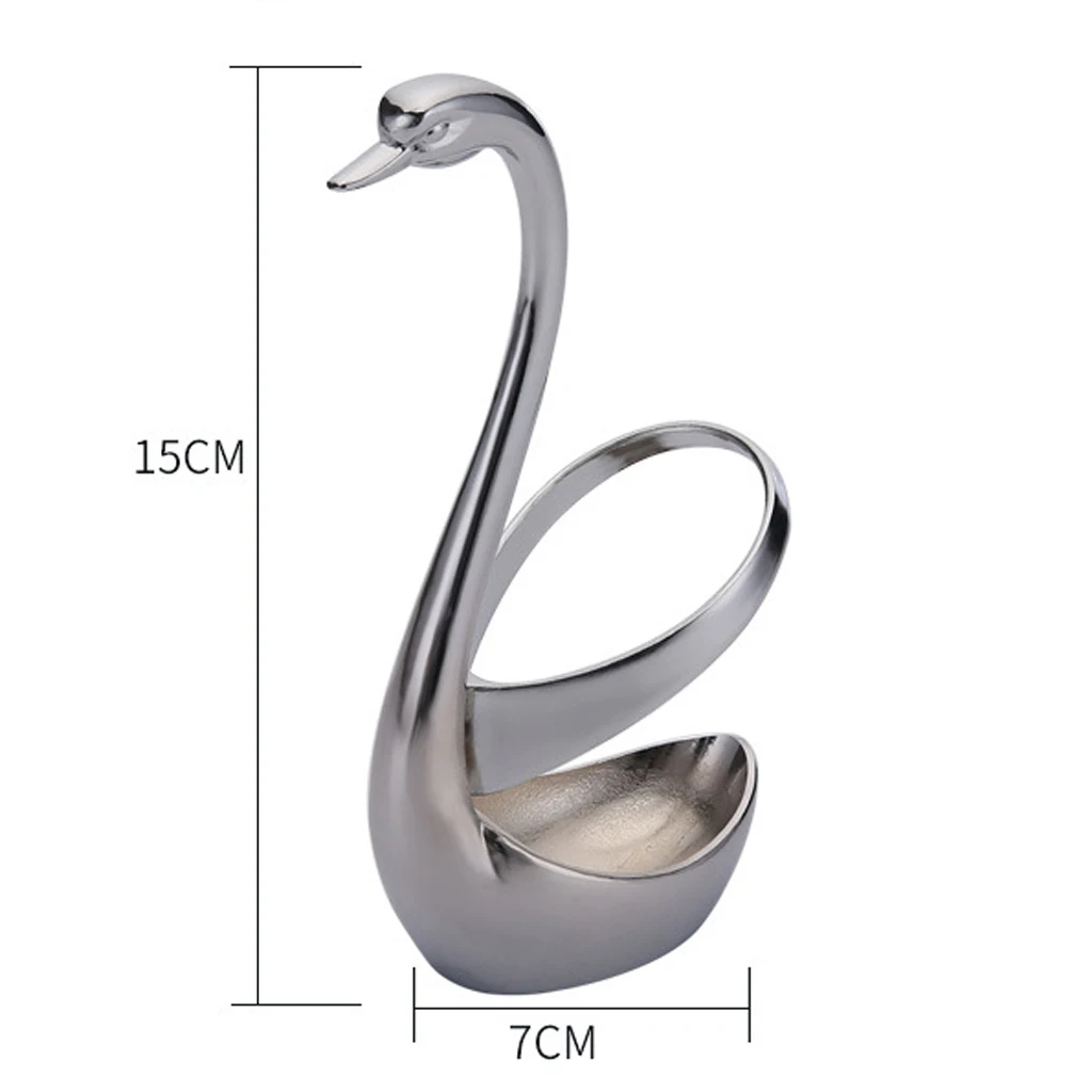 Stainless Steel Fruit Fork & Spoon Swan Base Coffee teaspoon Cutlery Set with 3pcs fork 3pcs spoon