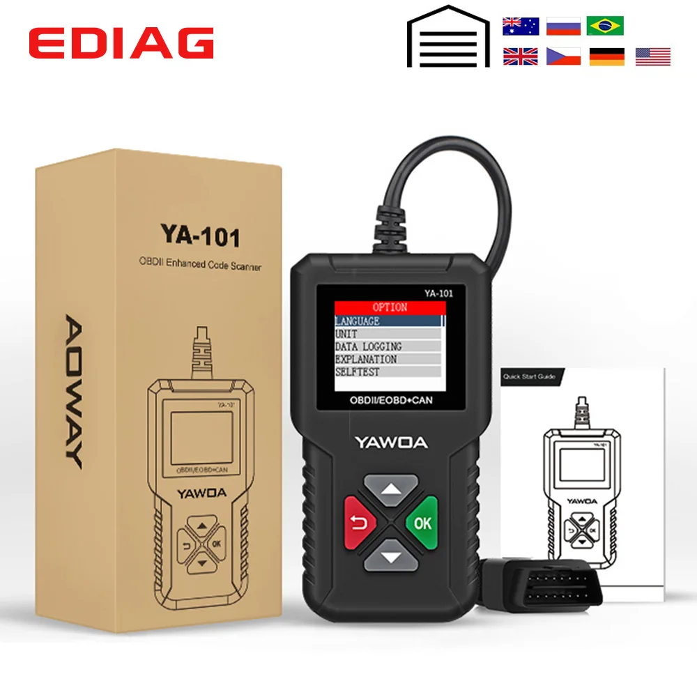 EDIAG YA101 OBDII/EOBD считыватель кодов Улучшенный OBD2 YA-101 обновление бесплатно онлайн PK CR3001 CR319 ELM327 V1.5 Диагностический инструмент