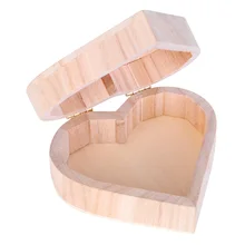 Wood Heart Jewelry Box Box for Women Wedding Coins Arrhae Unity Coins Set Box Bride Wedding Gift Las Arras Harras