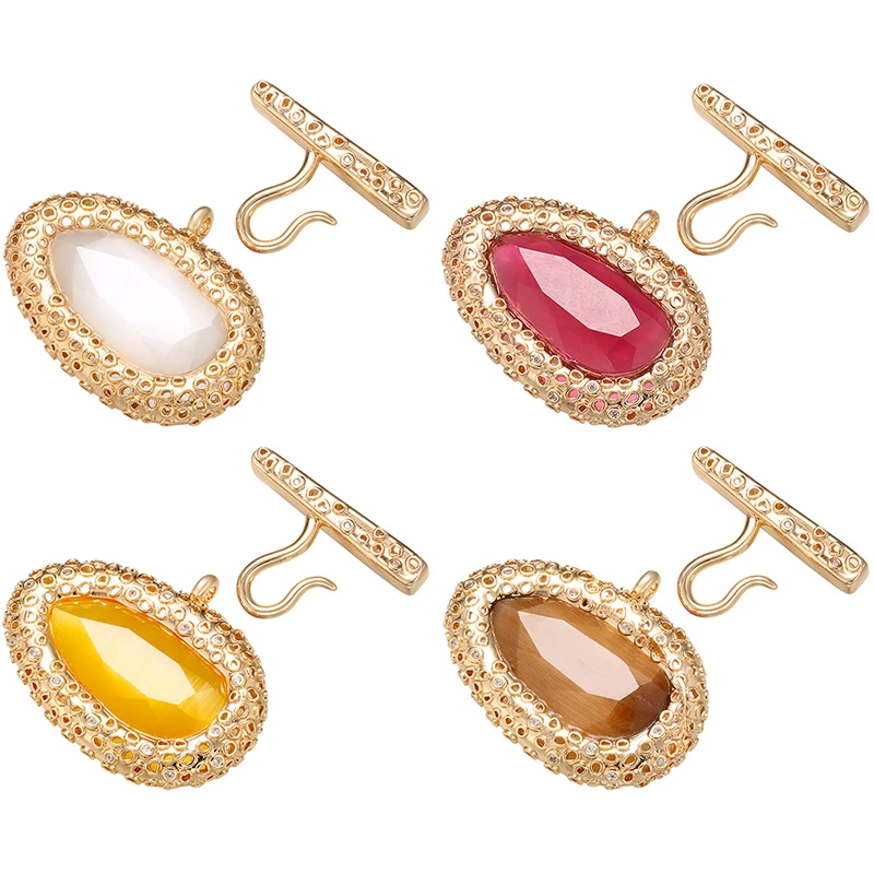 ZHUKOU 28x37mm brass crystal clasp hooks for women DIY handmade