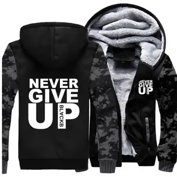 

Never Give Up Hoodies Men Letter Print You'll Never Walk Alone Mens Jacket Autumn Winter 2019 Casual Military Thick Men's Hoodie