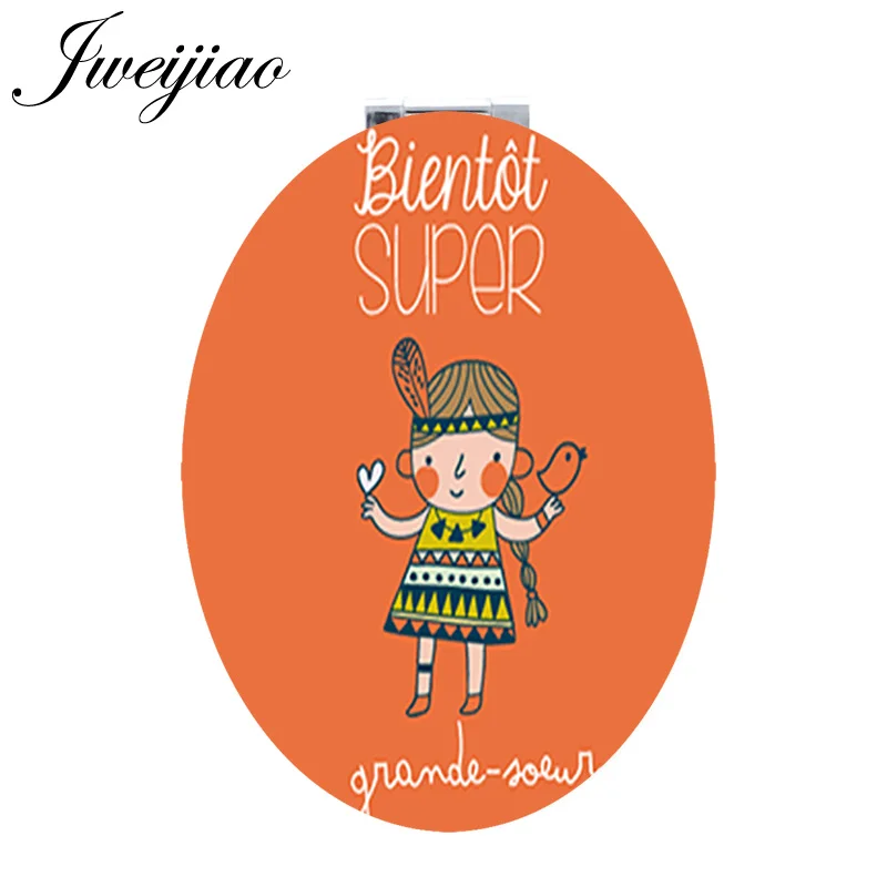 SS24 JWEIJIAO Super Grande SOEUR mathilde кожаная овальная Сумочка Зеркало Косметическое двустороннее здоровье игры espejo для сестер SS01 - Цвет: SS24