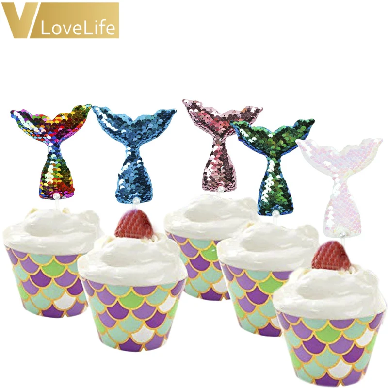 Блестящий Топпер для торта в виде хвоста русалки моря|Украшения своими руками