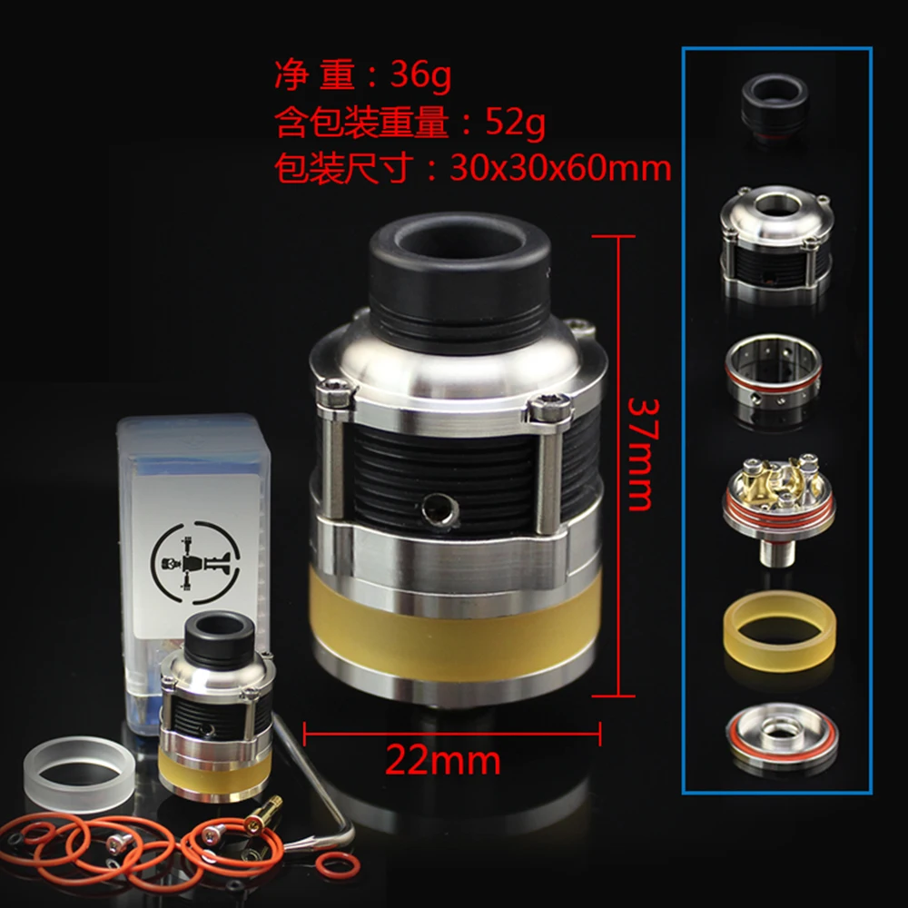 

SXK PyroGeyser Style RDTA 22mm atomizer 316ss Rebuildable Dripping Tank Single/Dual Coil mtl rdta for 510 mech mods vs haku rda