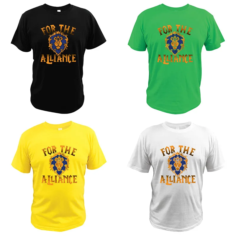 World Of Warcraft T Shirt For The Alliance Lion Digital Print EU Size High Quality Crew Neck Soft Video Game Tops