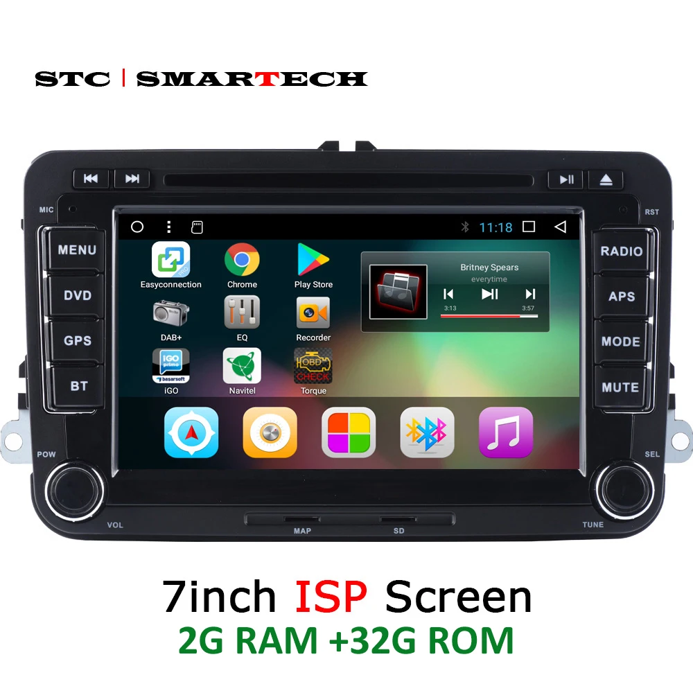 SMARTECH 2 Din Android 2G Автомагнитола gps для VW Volkswagen Golf/Polo/Tiguan/Passat/b7/b6/Skoda/SEAT, 7 дюймов ips экран четырехъядерный