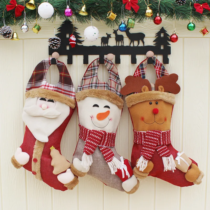 

2018 Christmas Stocking Gift Candy Bag Xmas Tree Decorations Big Stockings Gift For Kids Christmas Decorations For Home Supplies