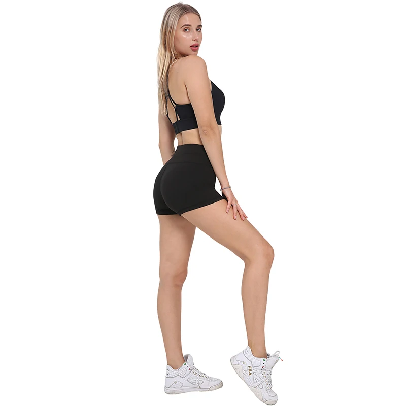 NORMOV Shorts Women Black High Waist Push Up Workout Shorts Women Casual Solid Color Summer Fitness Shorts booty shorts for women