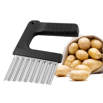 

SEAAN Potato Chips Slicer Wavy Cutter Stainless Steel Knife For Potato Vegetable Cutting French Fries Kitchen Gadgets