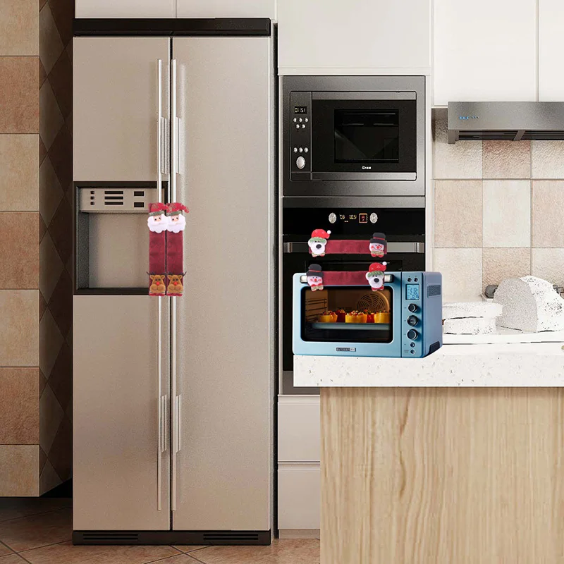 

4PCS Handle Cover Christmas Decoration Microwave Oven Refrigerator Kitchen Kit 31*14cm Refrigerator Handle Covers