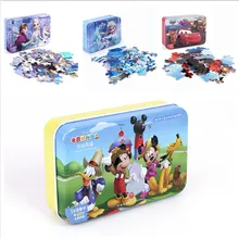 60 шт./компл. мультфильм игрушки из дерева 3D деревянные головоломки железный ящик посылка головоломки для детей развивающие игрушки Монтессори Рождественские подарки